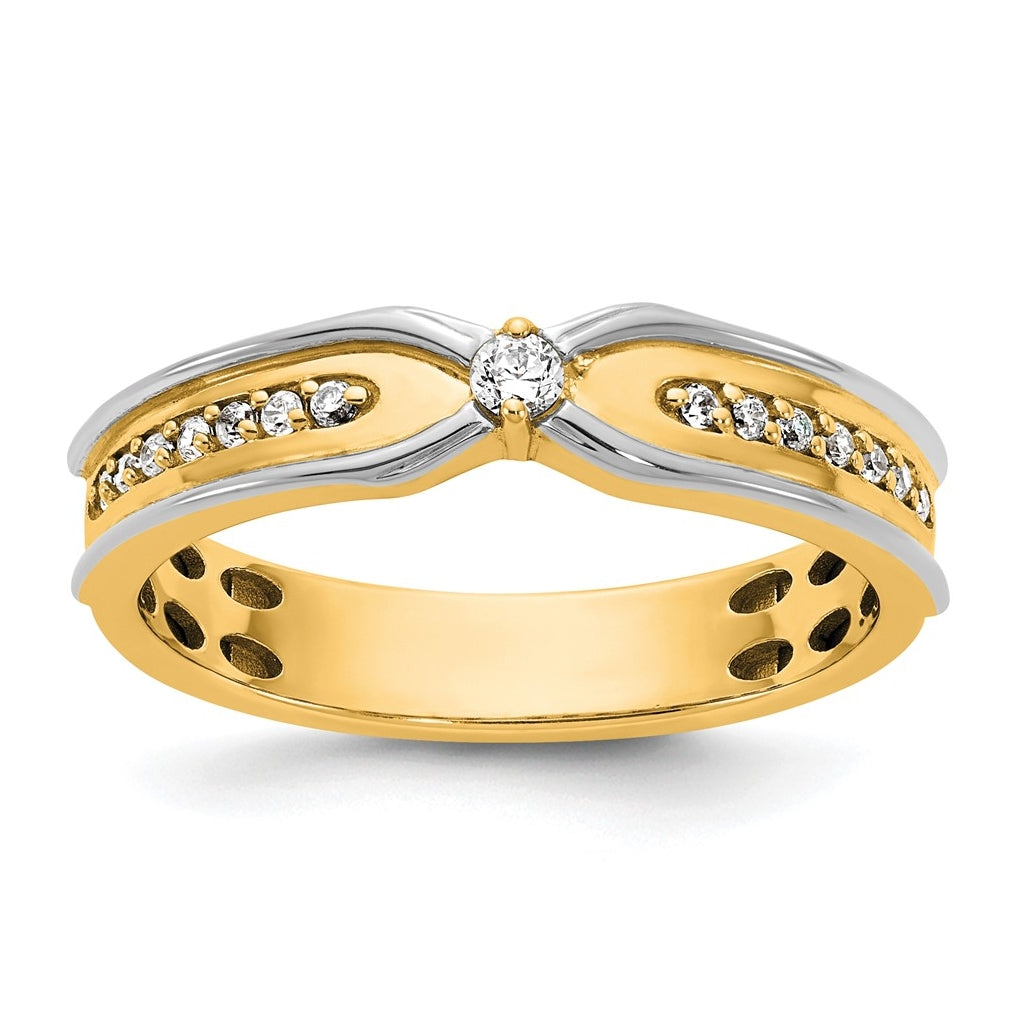 14k Two-Tone Gold IB Goodman Mens Polished Complete 1/5ct Diamond Ring