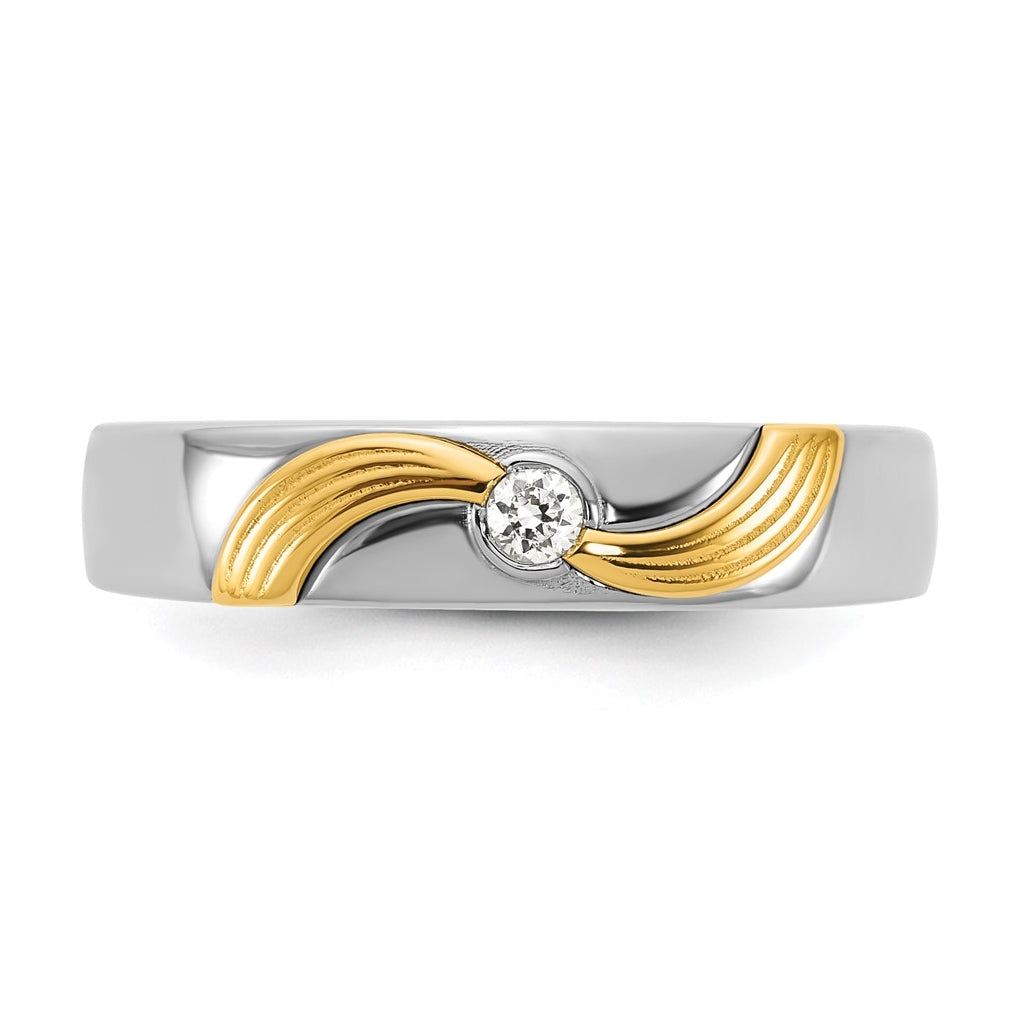 14k Yellow Or White Gold IB Goodman Mens Polished Complete 1/20ct Diamond Ring