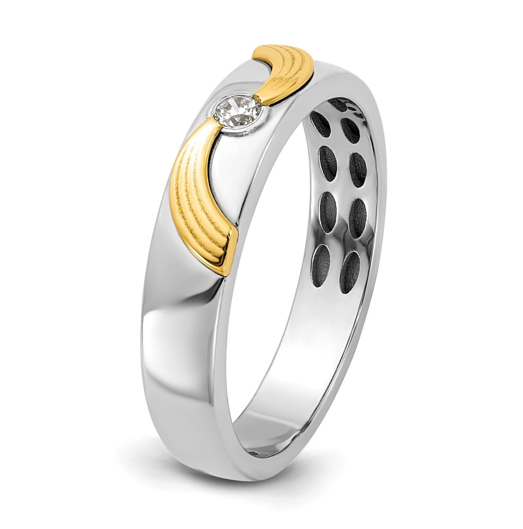 14k Yellow Or White Gold IB Goodman Mens Polished Complete 1/20ct Diamond Ring