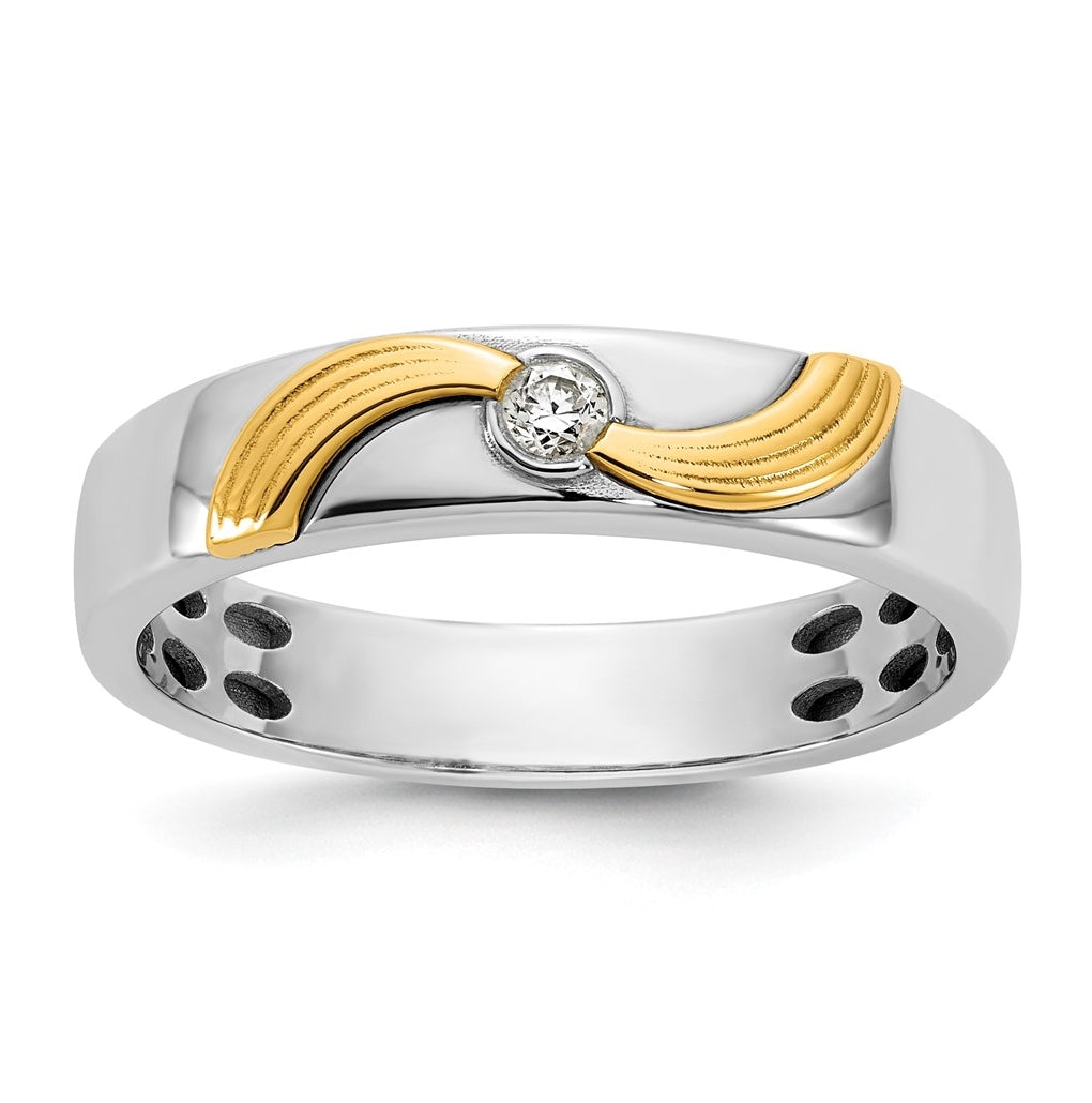 14k Yellow Or White Gold IB Goodman Mens Polished Complete 1/20ct Diamond Ring