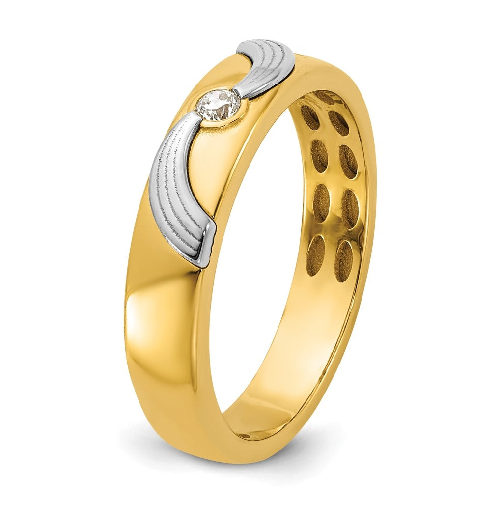 14k Yellow Or White Gold IB Goodman Mens Polished Complete 1/20ct Diamond Ring