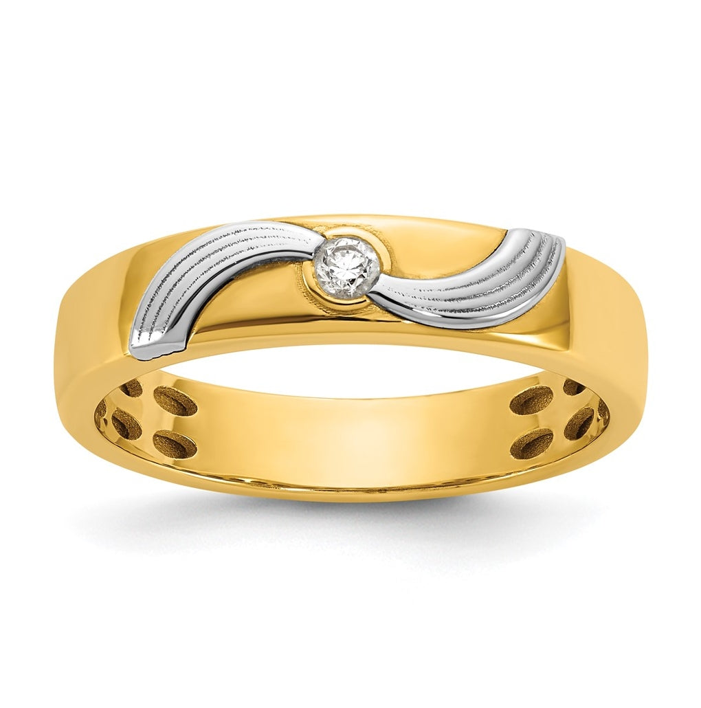 14k Yellow Or White Gold IB Goodman Mens Polished Complete 1/20ct Diamond Ring