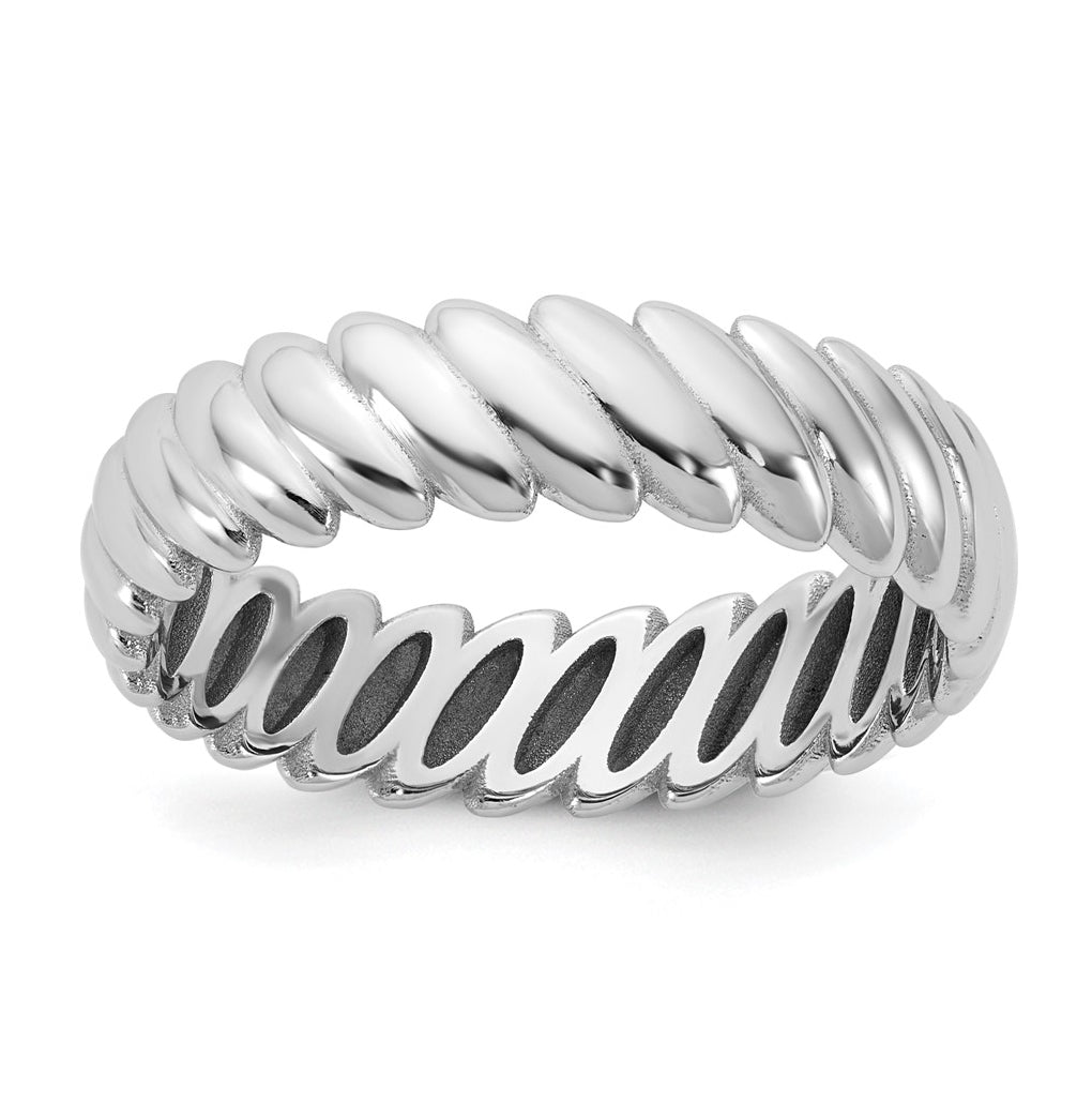 14k Yellow Or White Gold  IB Goodman Mens Polished Twisted 6mm Ring
