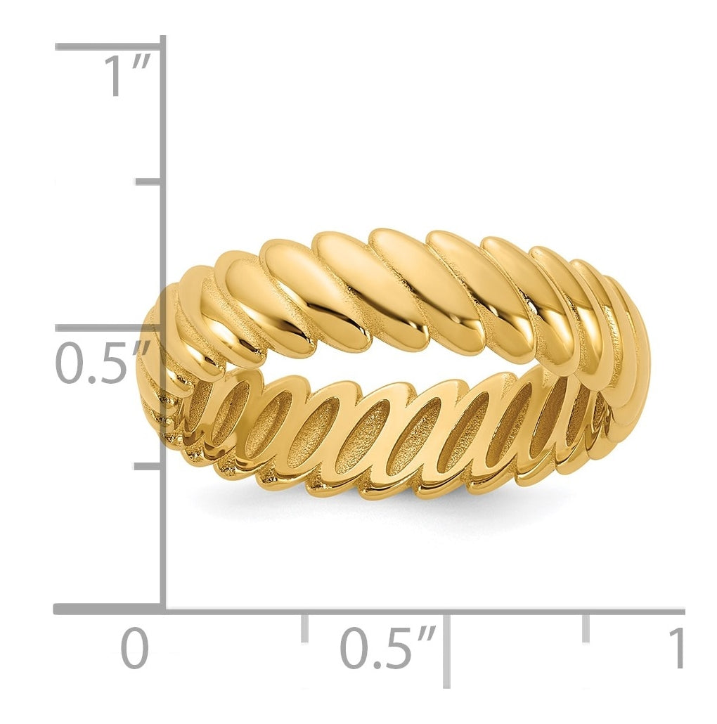 14k Yellow Or White Gold  IB Goodman Mens Polished Twisted 6mm Ring