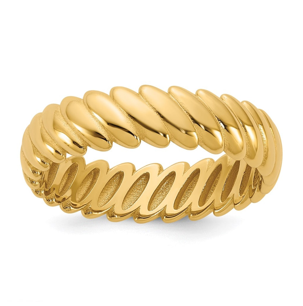 14k Yellow Or White Gold  IB Goodman Mens Polished Twisted 6mm Ring