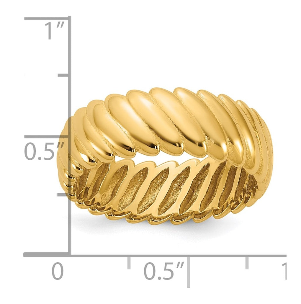 14k Yellow Or White Gold  IB Goodman Mens Polished Twisted 7.7mm Ring