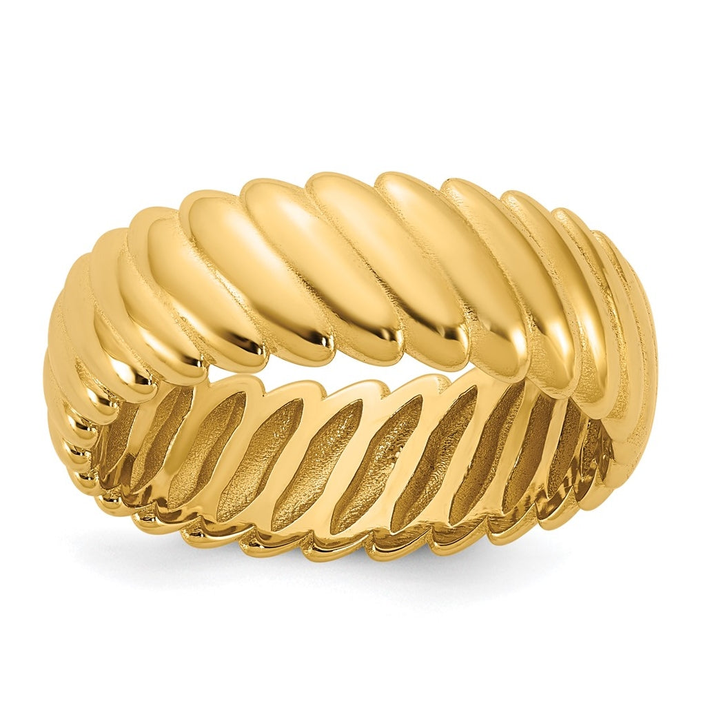 14k Yellow Or White Gold  IB Goodman Mens Polished Twisted 7.7mm Ring