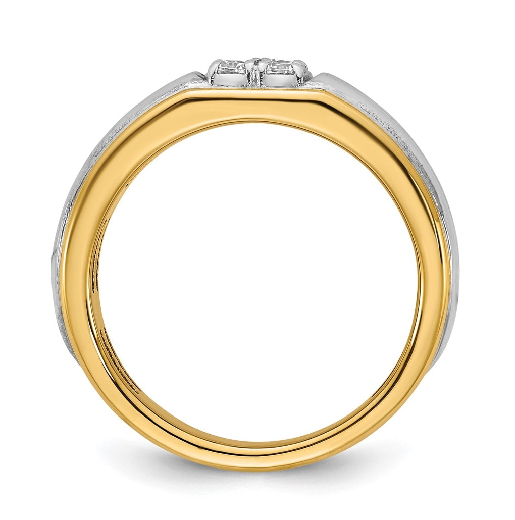 14k Two-Tone Gold IB Goodman Mens Polished Complete 4-Stone 1/3ct Diamond Ring
