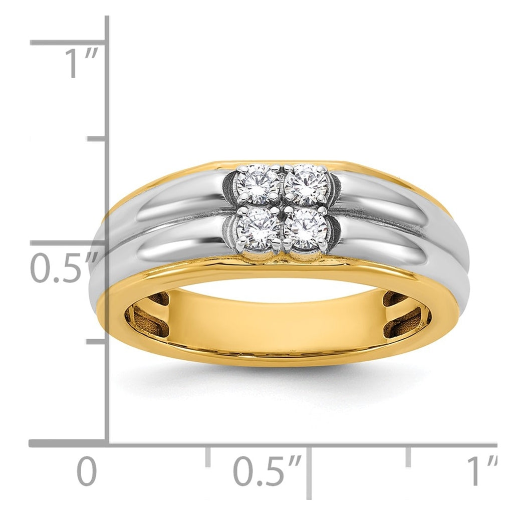 14k Two-Tone Gold IB Goodman Mens Polished Complete 4-Stone 1/3ct Diamond Ring