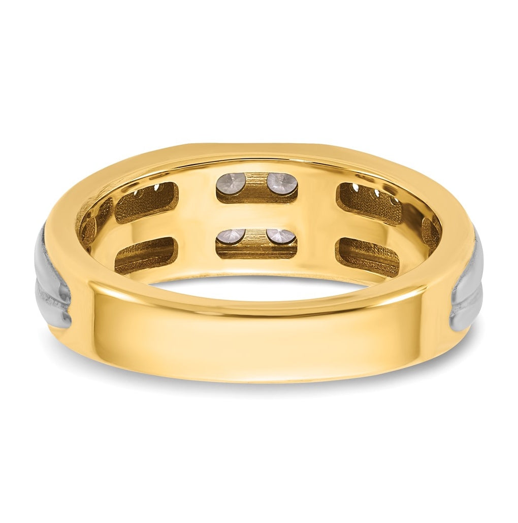 14k Two-Tone Gold IB Goodman Mens Polished Complete 4-Stone 5/8ct Diamond Ring