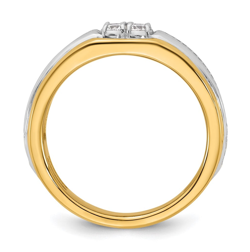 14K Two-Tone IB Goodman Mens Polished Complete 4-Stone 1/3ct Diamond Ring