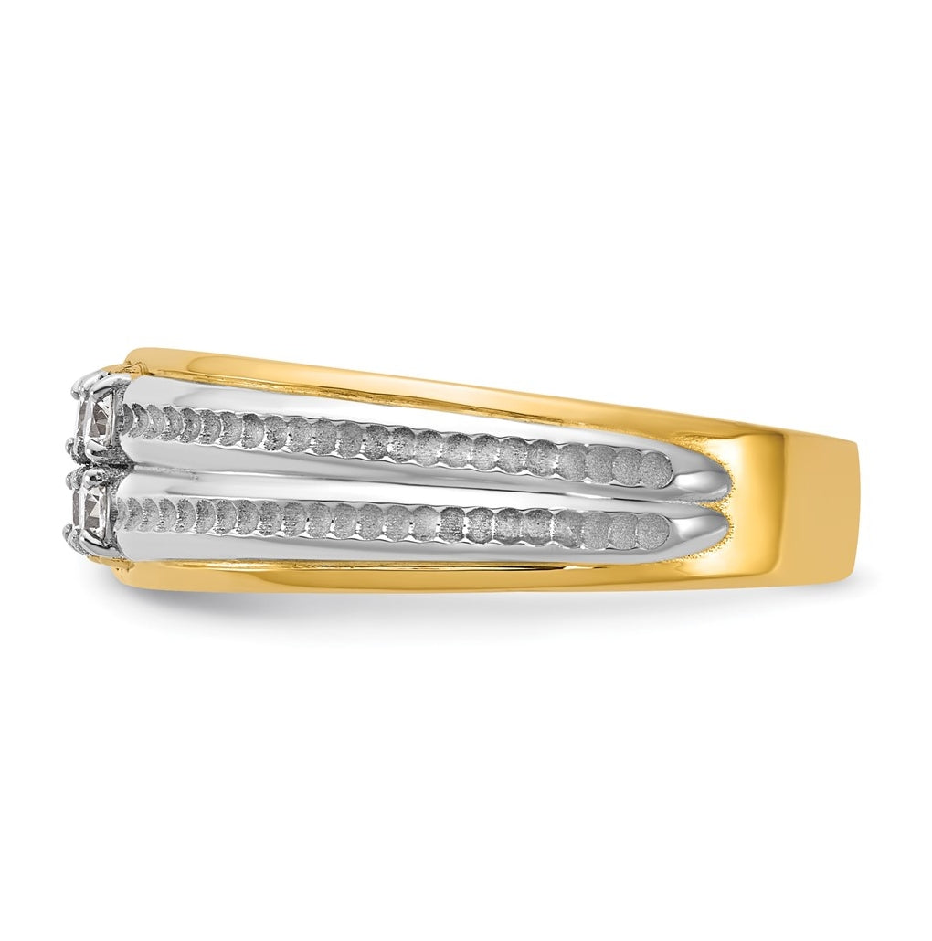 14K Two-Tone IB Goodman Mens Polished Complete 4-Stone 1/3ct Diamond Ring