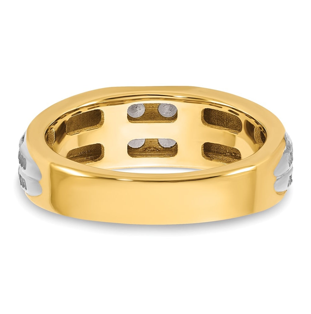 14K Two-Tone IB Goodman Mens Polished Complete 4-Stone 1/3ct Diamond Ring