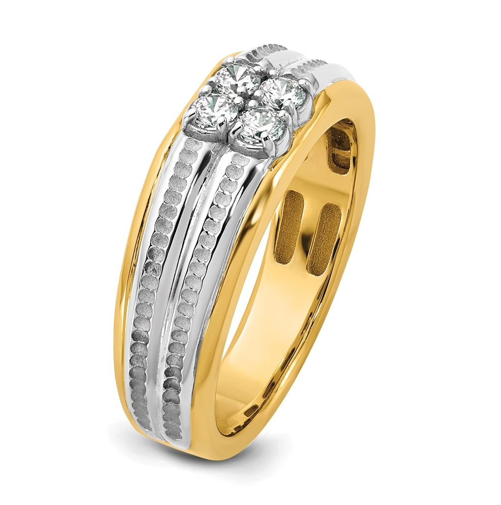 14K Two-Tone IB Goodman Mens Polished Complete 4-Stone 1/3ct Diamond Ring