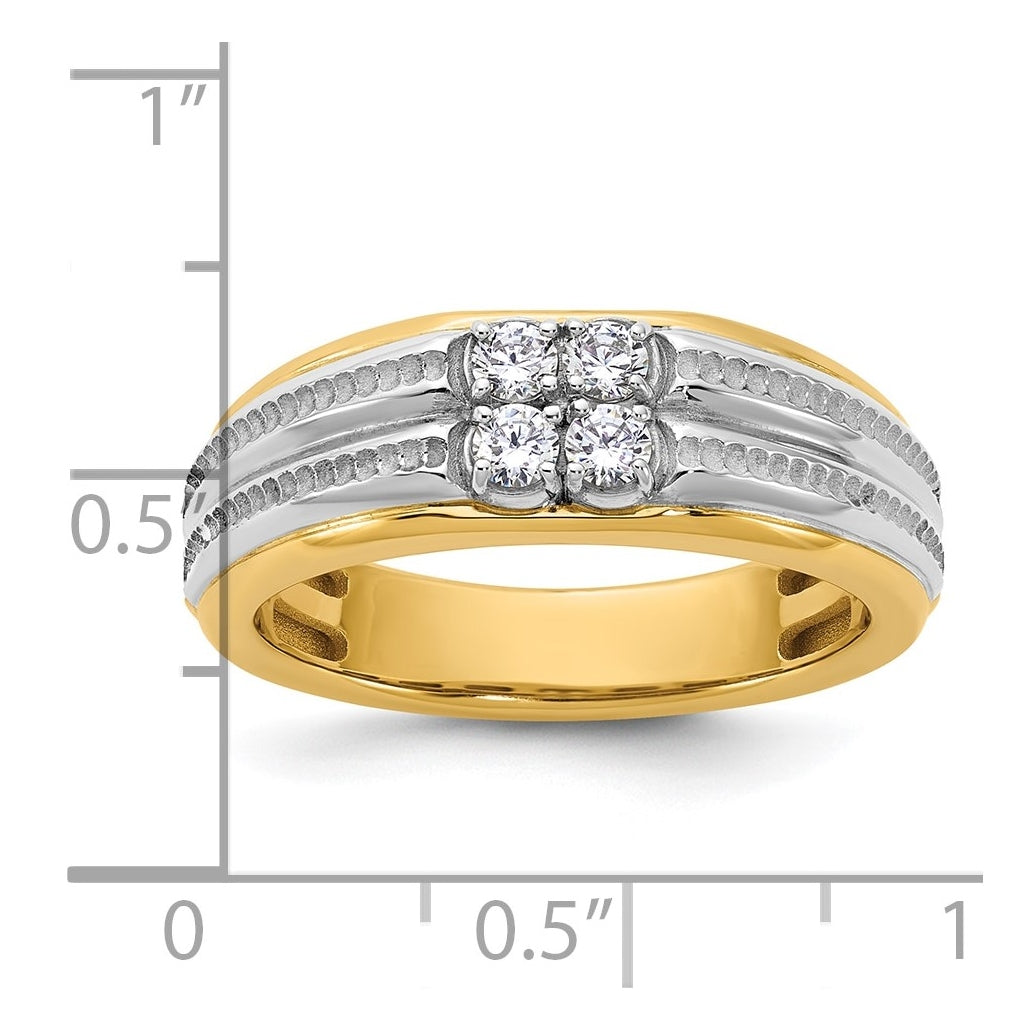14K Two-Tone IB Goodman Mens Polished Complete 4-Stone 1/3ct Diamond Ring