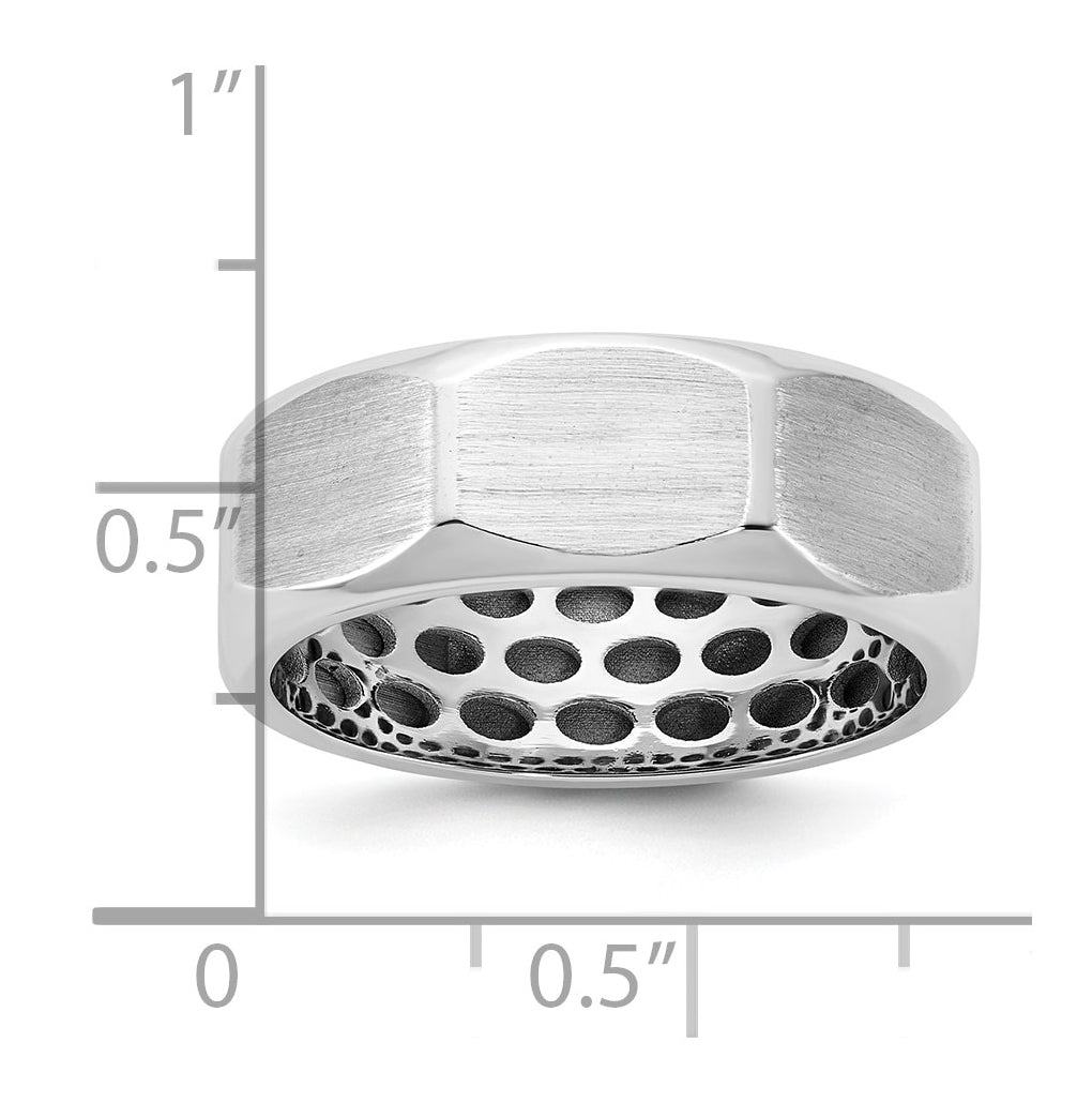 14k Yellow Or White Gold IB Goodman Mens Satin 7.7mm Octagonal Ring