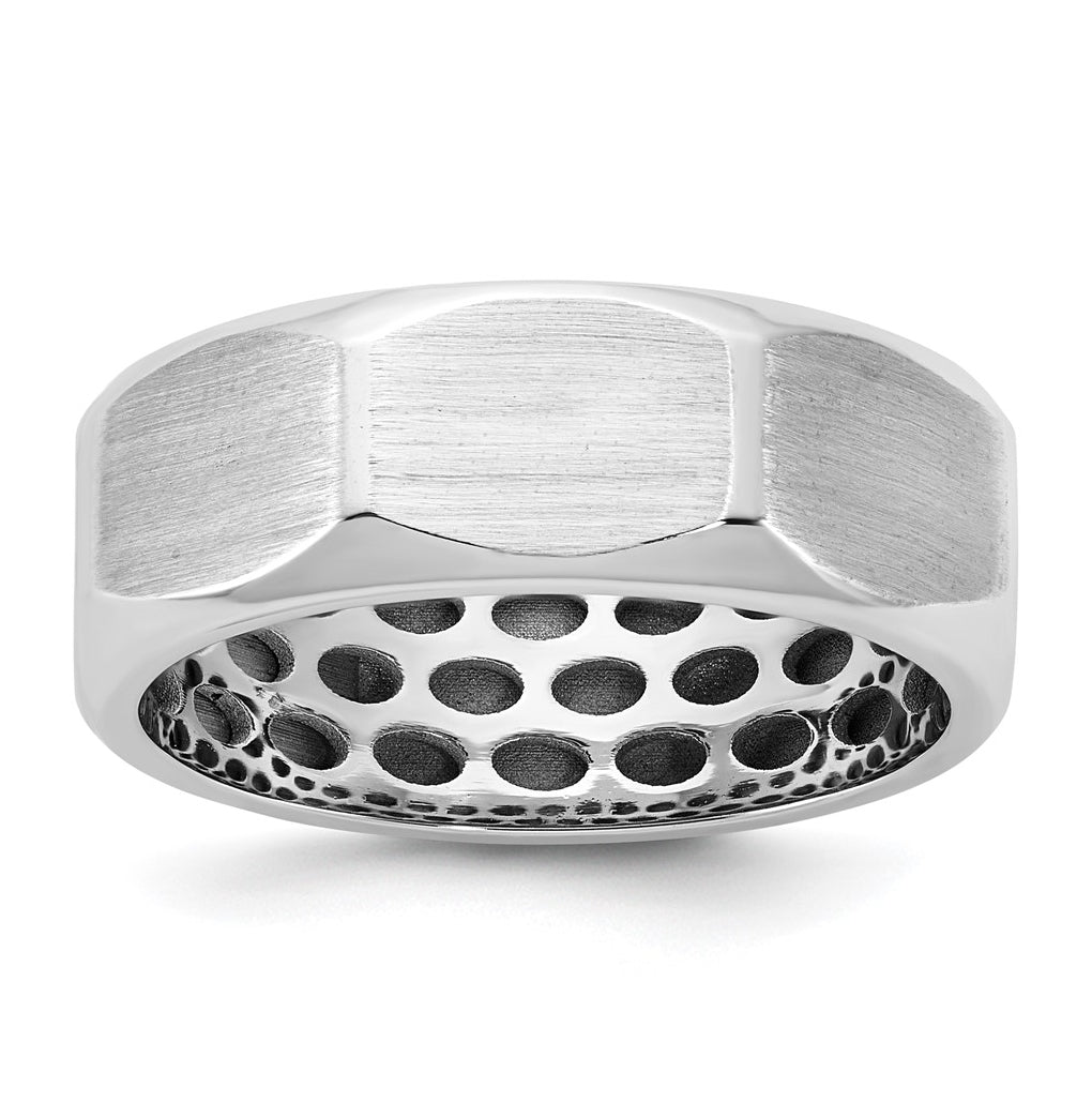 14k Yellow Or White Gold IB Goodman Mens Satin 7.7mm Octagonal Ring