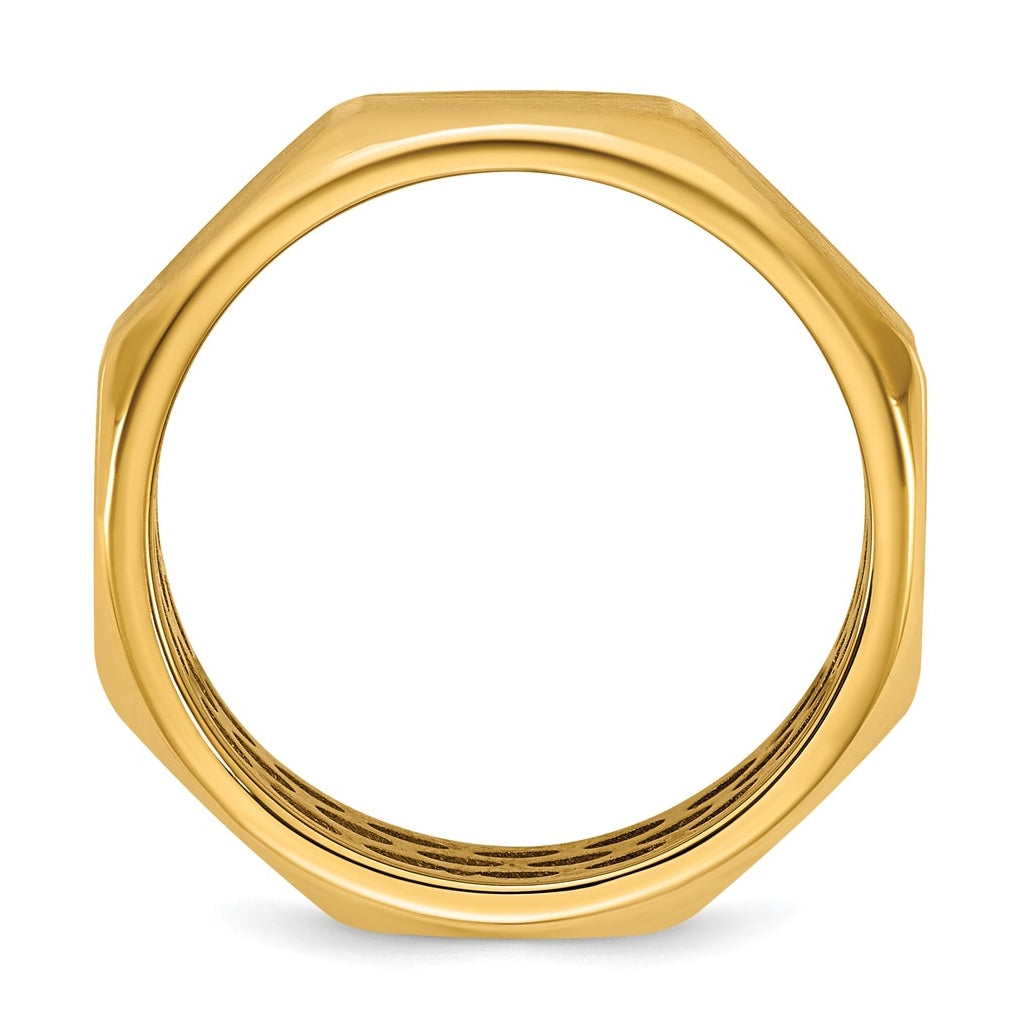 14k Yellow Or White Gold IB Goodman Mens Satin 7.7mm Octagonal Ring
