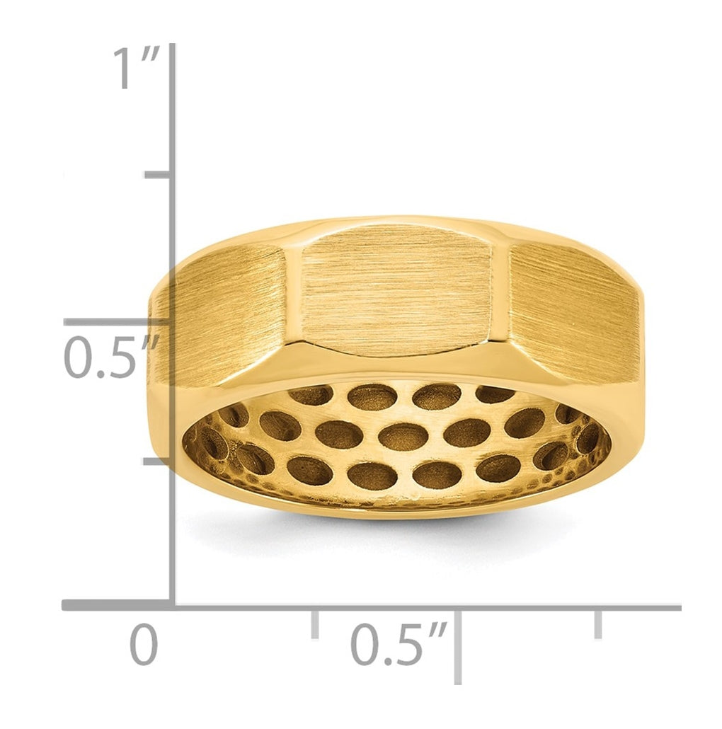 14k Yellow Or White Gold IB Goodman Mens Satin 7.7mm Octagonal Ring