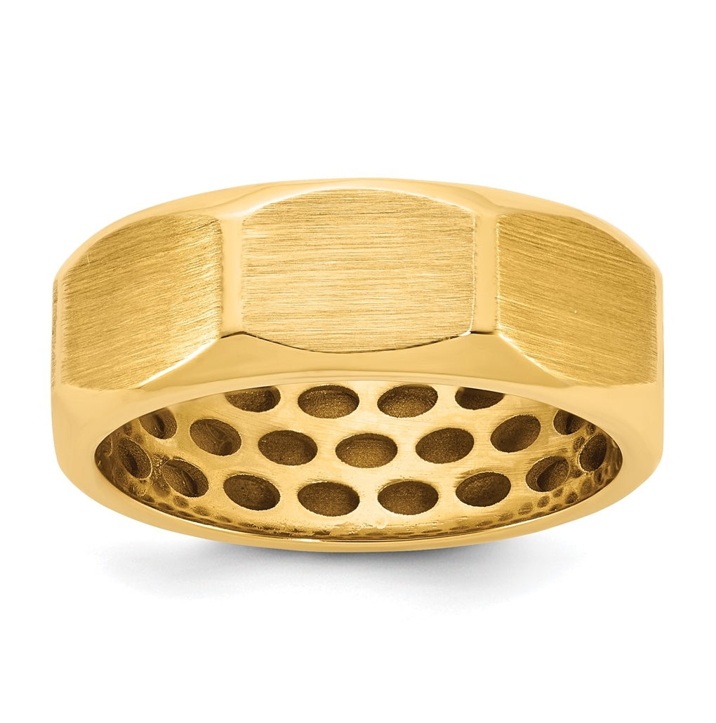14k Yellow Or White Gold IB Goodman Mens Satin 7.7mm Octagonal Ring
