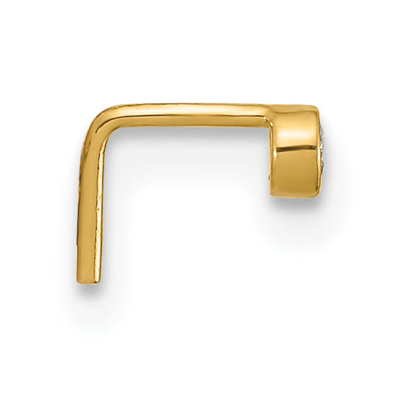 14K Yellow Gold 22 Gauge 2.5mm CZ Nose Stud