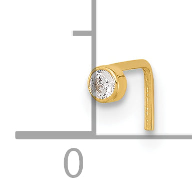 14K Yellow Gold 22 Gauge 2.5mm CZ Nose Stud
