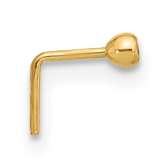 14K Yellow Gold 23 Gauge 2.2mm CZ Nose Stud