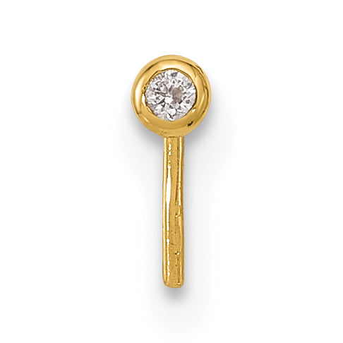 14K Yellow Gold 23 Gauge 2.2mm CZ Nose Stud