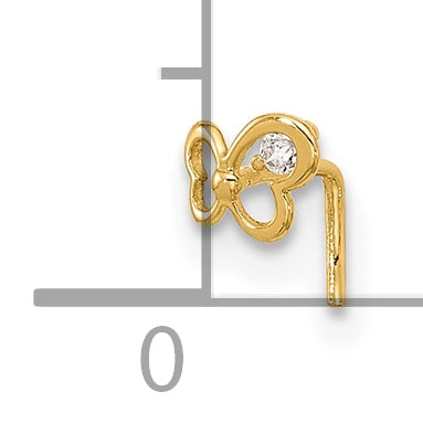 14K Yellow Gold 23 Gauge CZ Butterfly Nose Stud