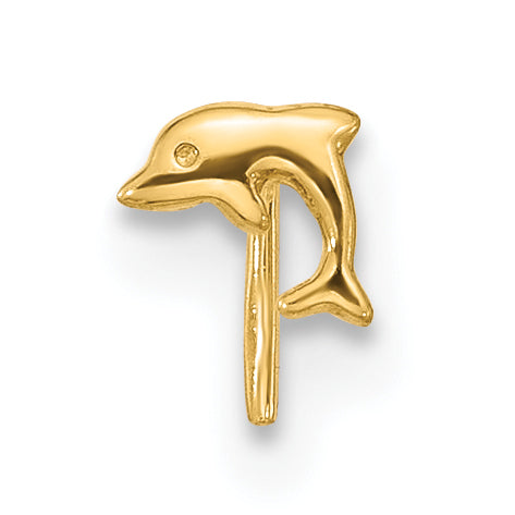 14K Yellow Gold 23 Gauge Dolphin Nose Ring