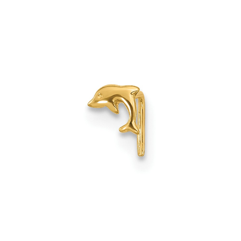 14K Yellow Gold 23 Gauge Dolphin Nose Ring