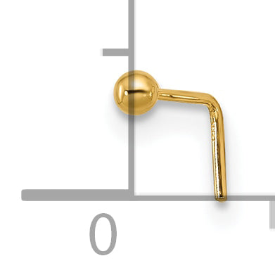 14K Yellow Gold 22 Gauge Polished 2mm Ball Nose Stud