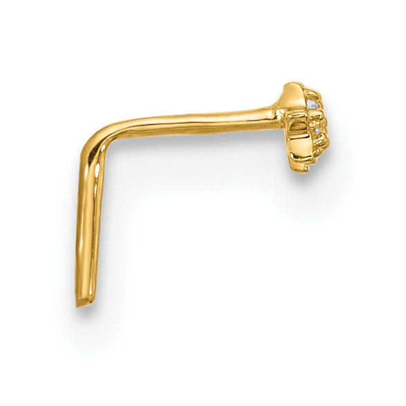 14K Yellow Gold 22 Gauge CZ 3-Star Nose Stud