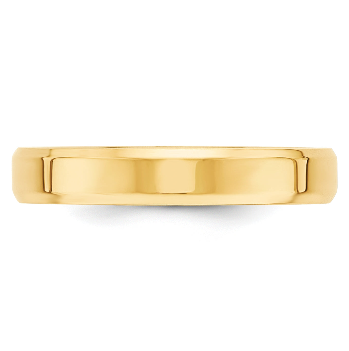 14k Yellow Gold 4mm Beveled Edge Comfort Fit Wedding Band Size 4.5
