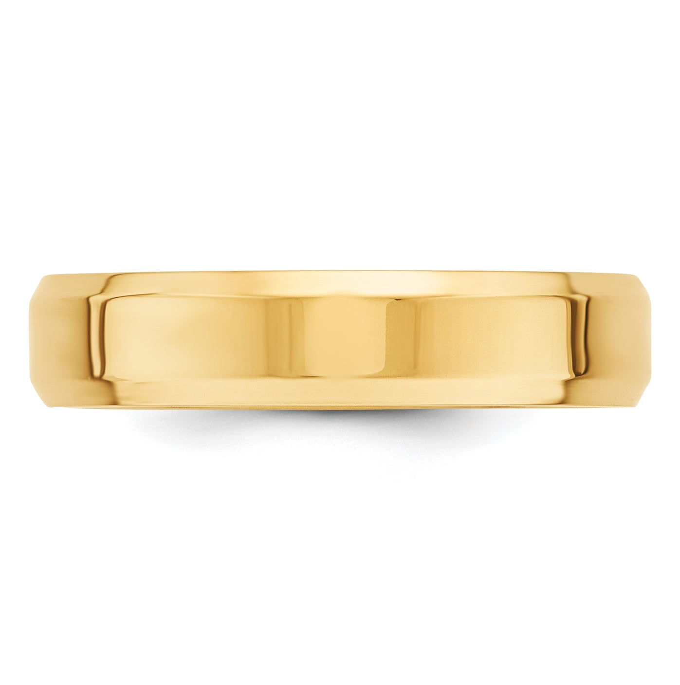 14k Yellow Gold 5mm Beveled Edge Comfort Fit Wedding Band Size 4.5