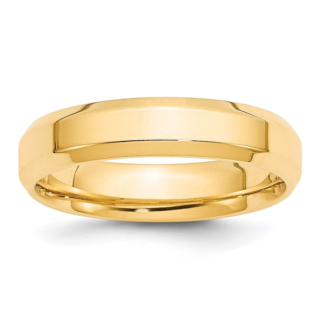 14K Yellow Or White Gold Beveled Edge Comfort Fit Wedding Band