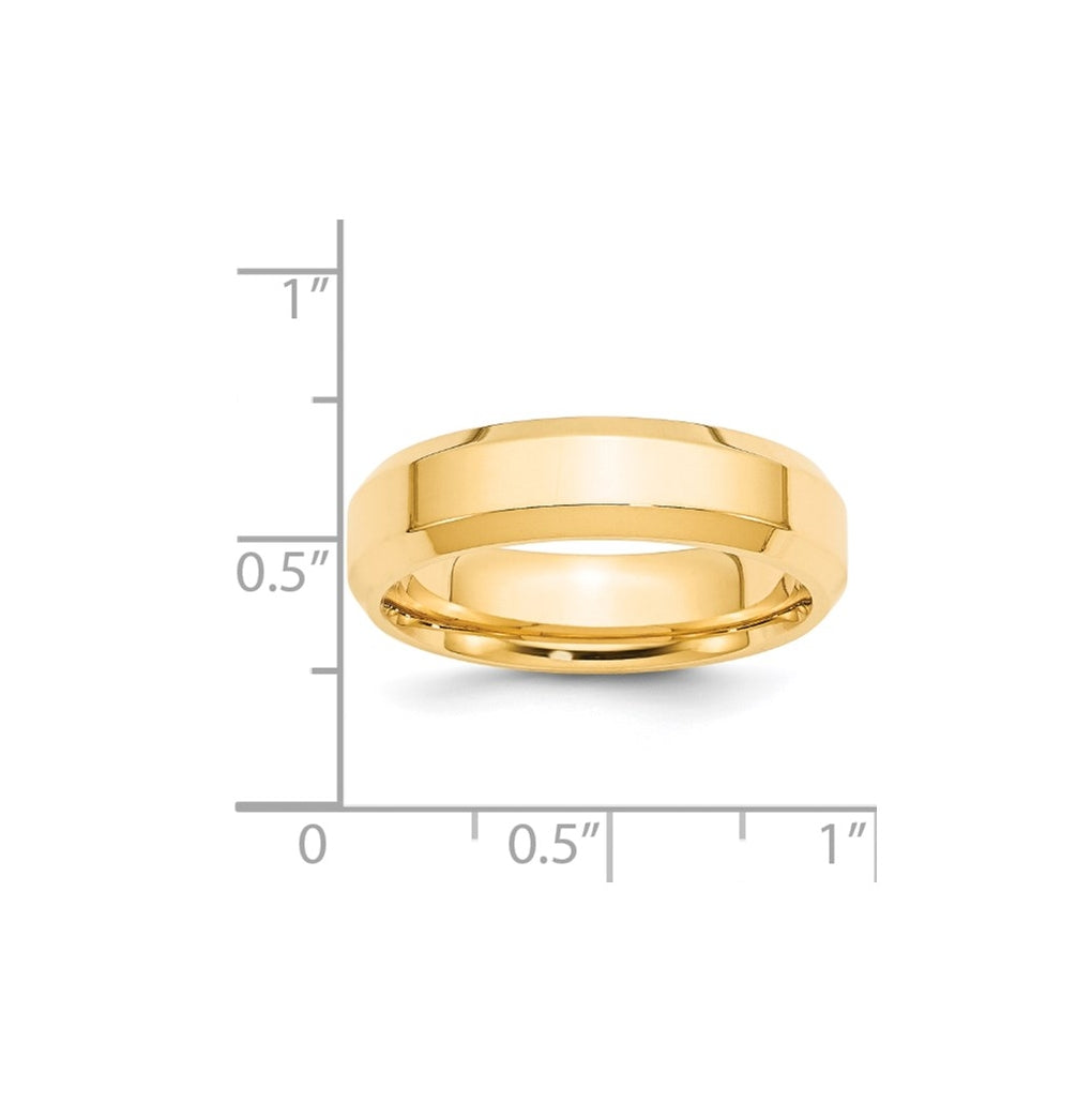 14K Yellow Or White Gold Beveled Edge Comfort Fit Wedding Band