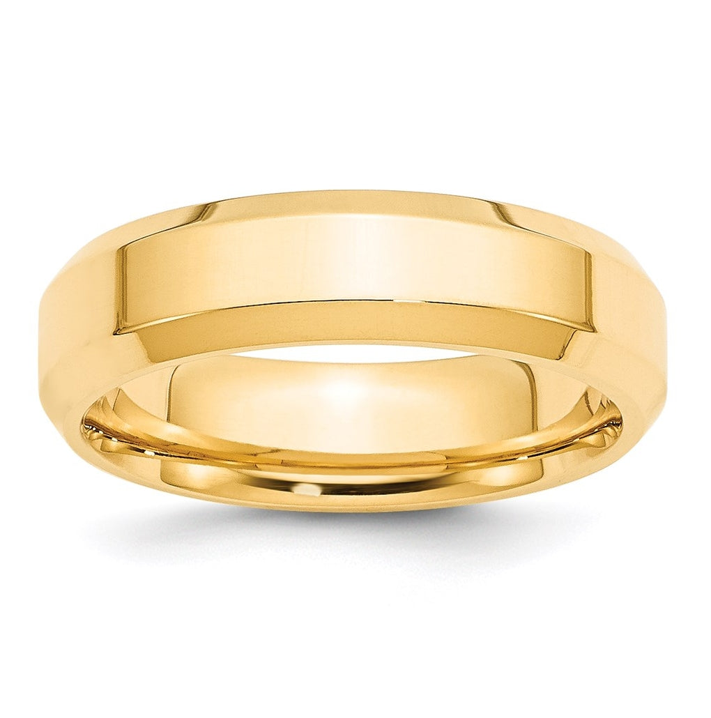 14K Yellow Or White Gold Beveled Edge Comfort Fit Wedding Band