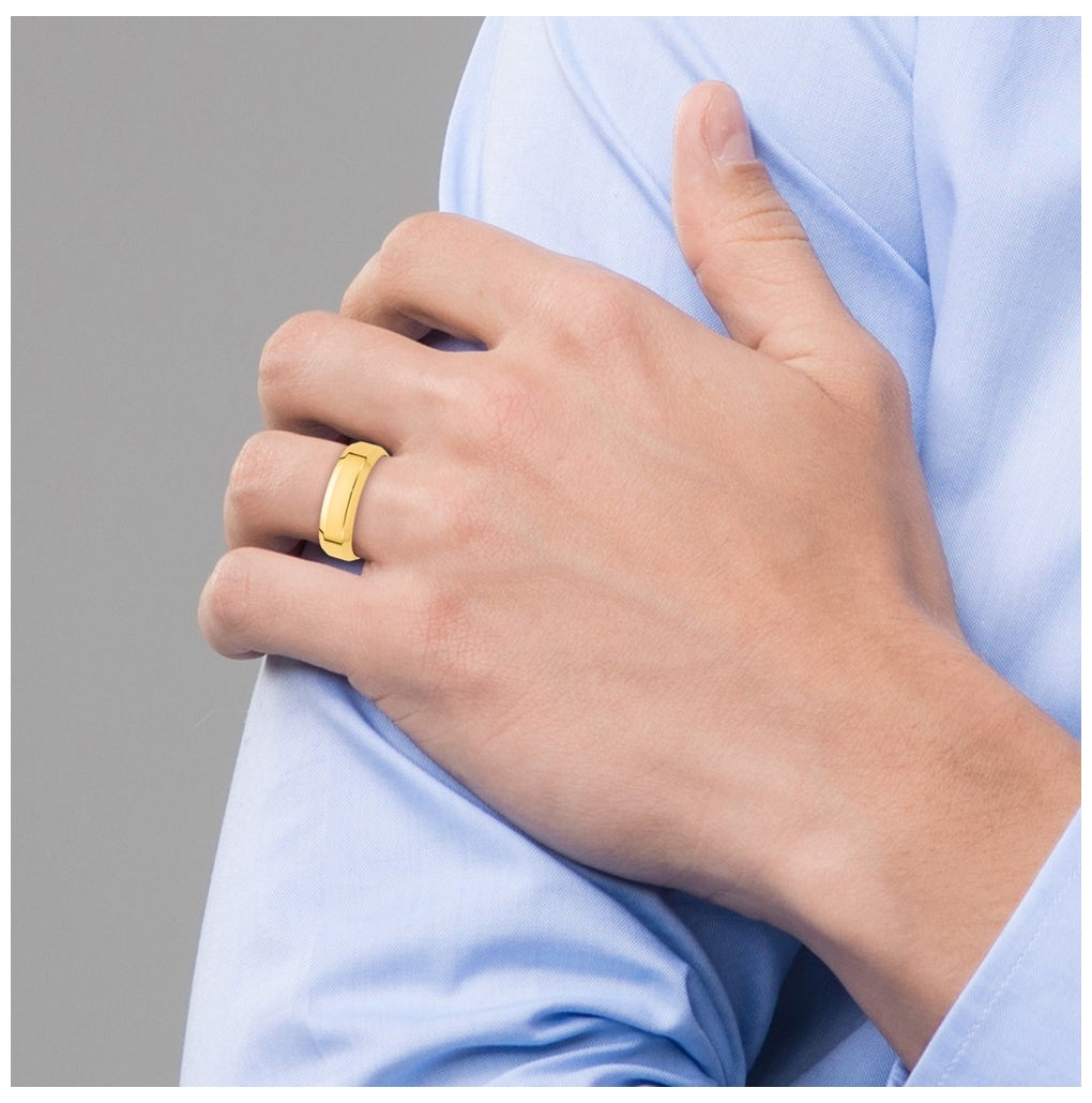 14K Yellow Or White Gold Beveled Edge Comfort Fit Wedding Band
