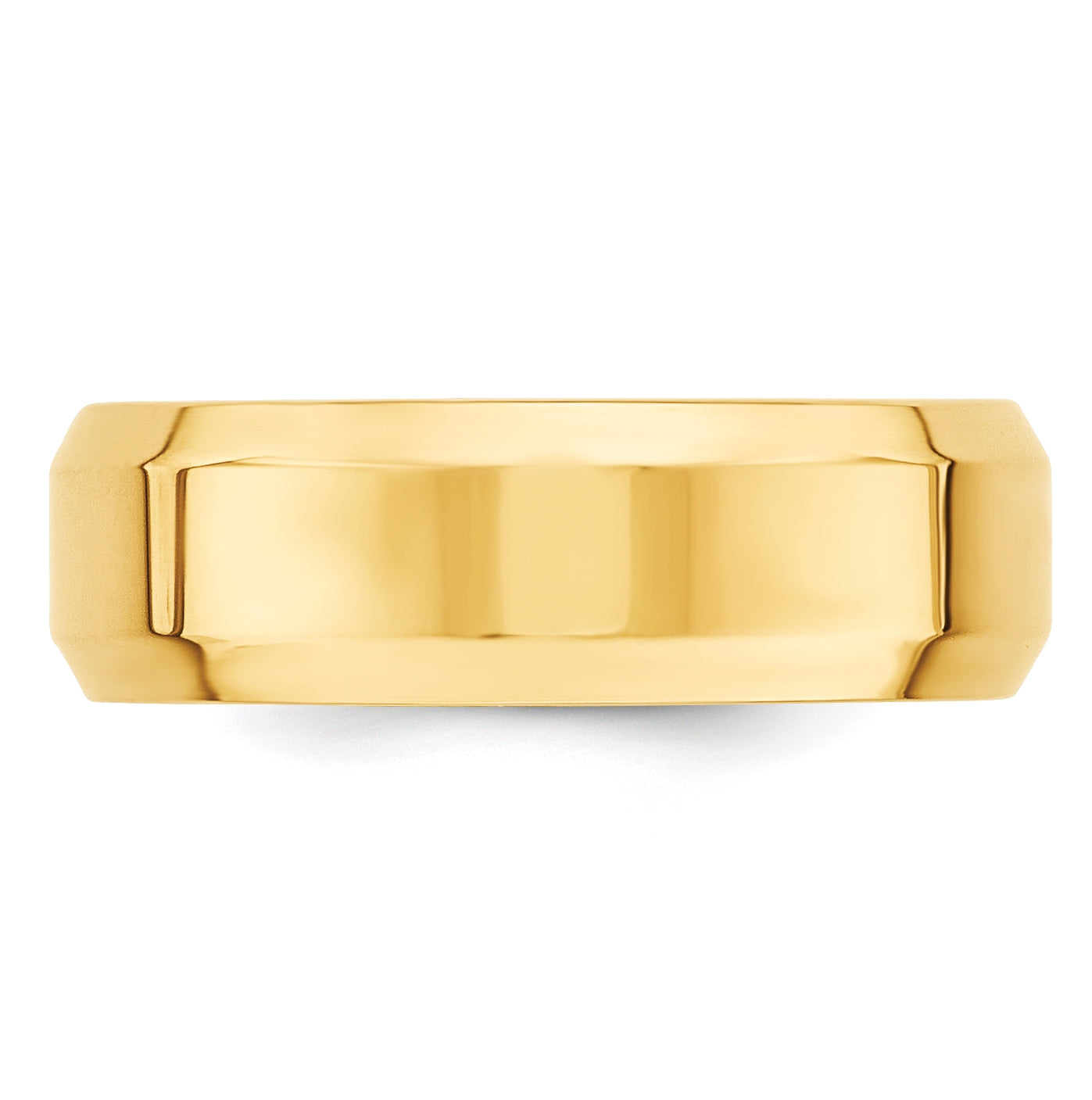 14k Yellow Gold 7mm Beveled Edge Comfort Fit Wedding Band Size 5.5