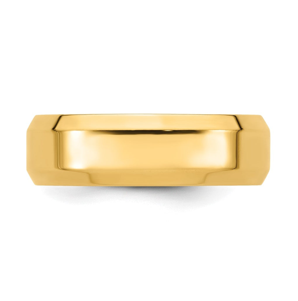 14K Yellow Or White Gold Beveled Edge Comfort Fit Wedding Band