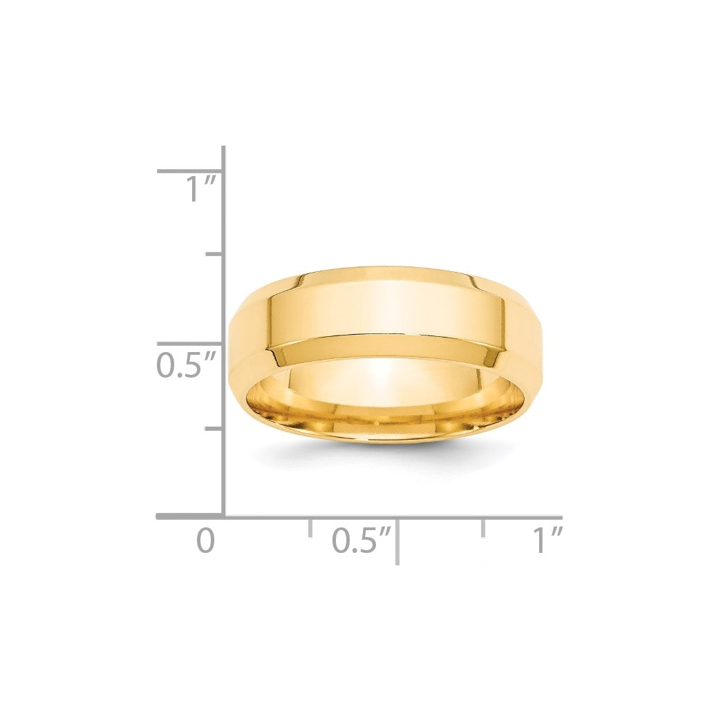 14K Yellow Or White Gold Beveled Edge Comfort Fit Wedding Band