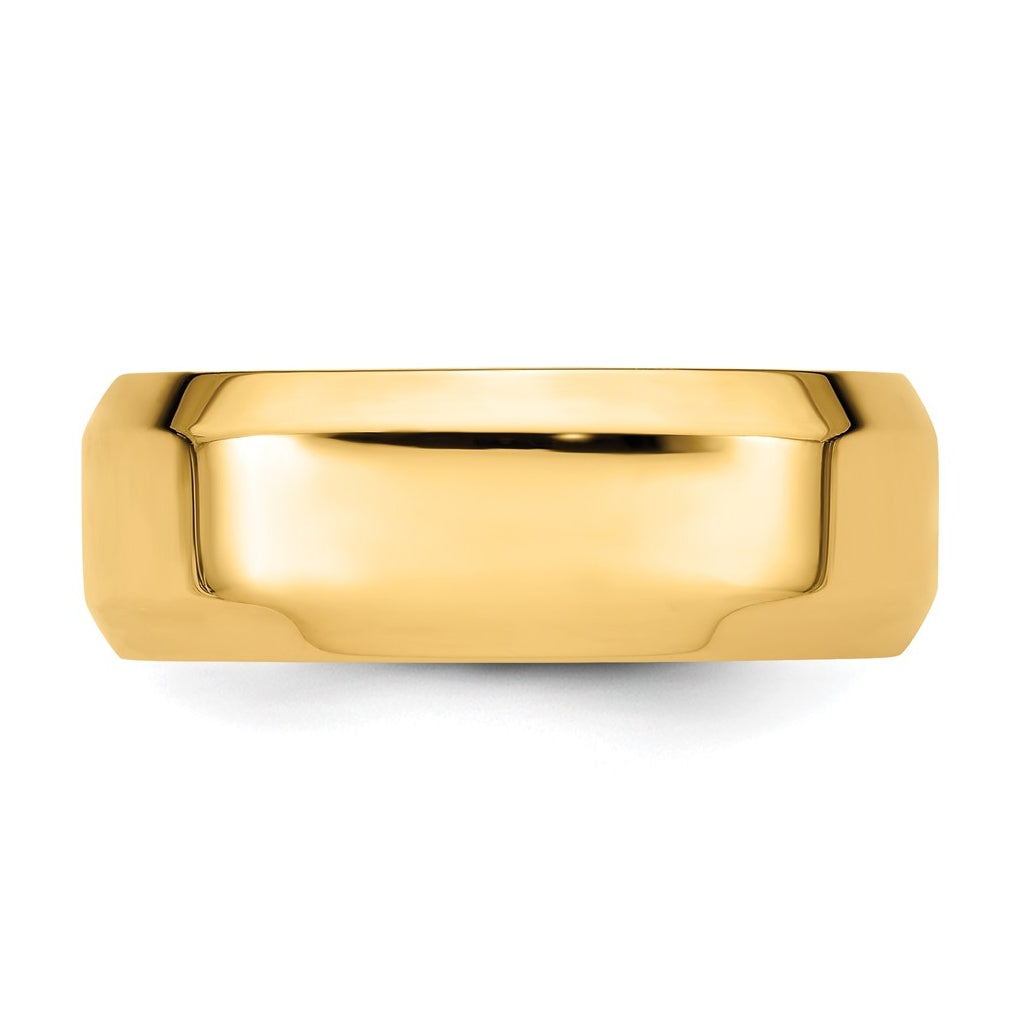 14K Yellow Or White Gold Beveled Edge Comfort Fit Wedding Band