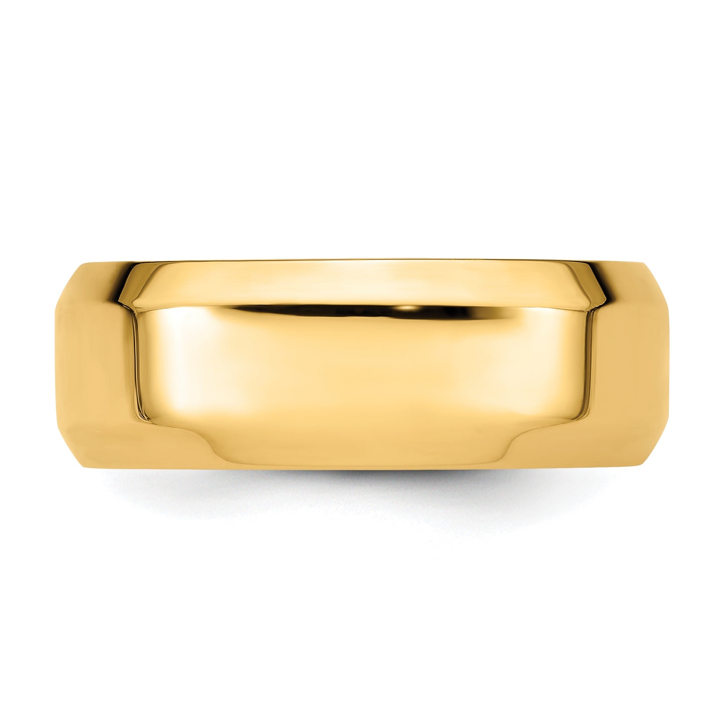 14k Yellow Gold 8mm Beveled Edge Comfort Fit Wedding Band Size 5