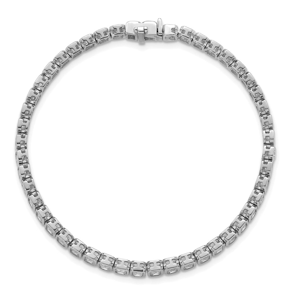 14k White Gold 6 1/2 carat Lab Grown Diamond VS+ F+ Complete Emerald Bezel Set Tennis Bracelet