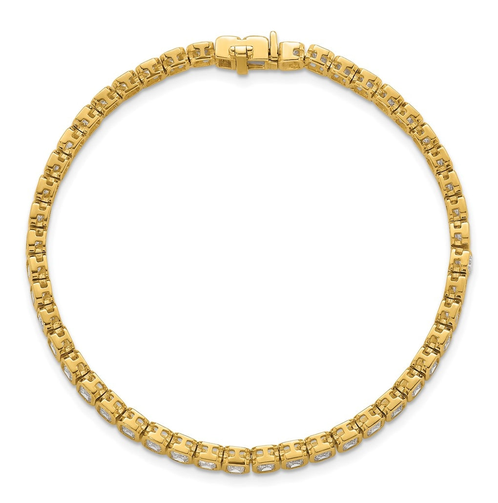 14k Yellow Gold 6 1/2 carat Lab Grown Diamond VS+ F+ Complete Emerald Bezel Set Tennis Bracelet