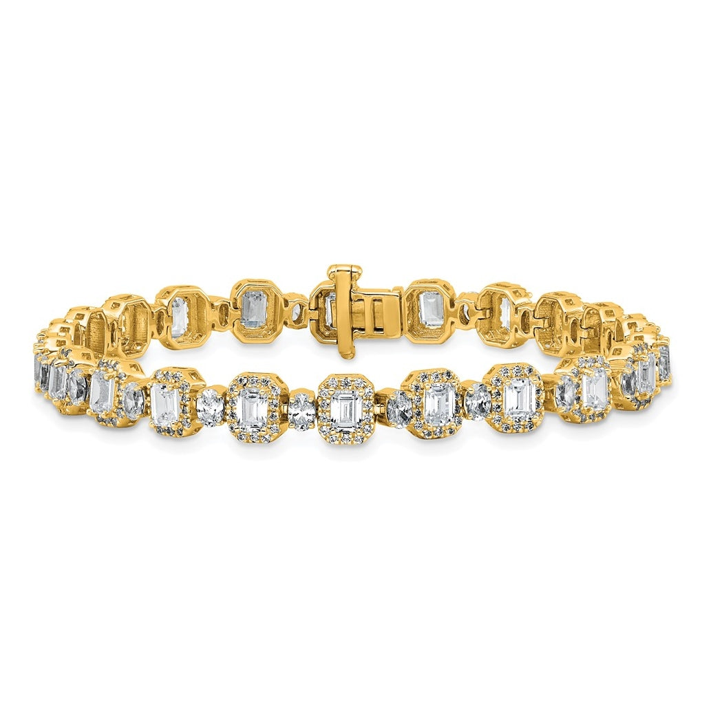 14k Yellow Gold 8 carat Lab Grown Diamond VS+ F+ Complete Fashion Tennis Bracelet