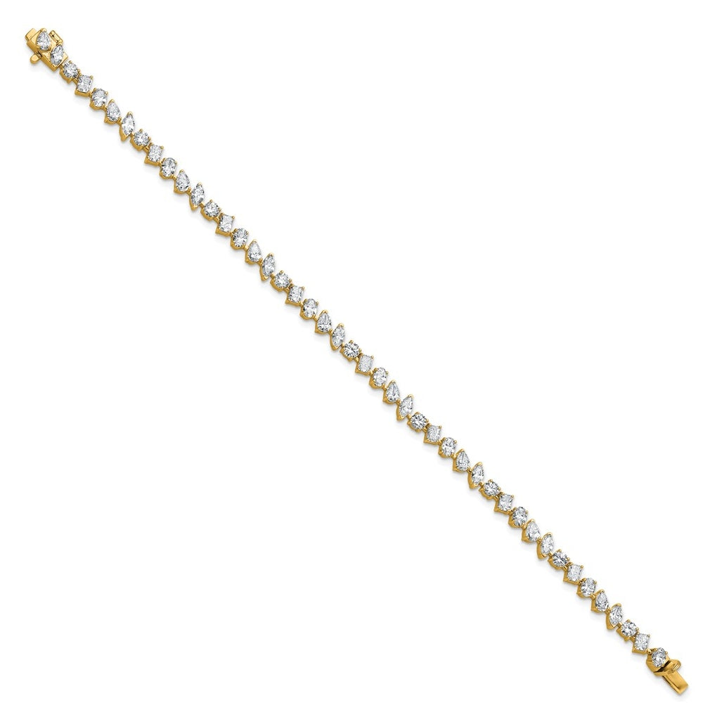 14k Yellow Gold 5 1/3 carat Lab Grown Diamond VS/SI+ G+ Complete Multiple Shape Fashion Tennis Bracelet