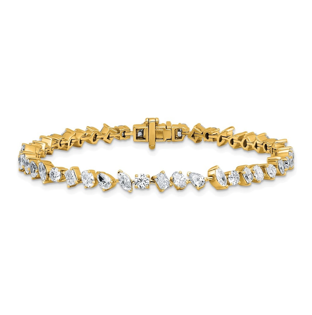 14k Yellow Gold 5 1/3 carat Lab Grown Diamond VS/SI+ G+ Complete Multiple Shape Fashion Tennis Bracelet