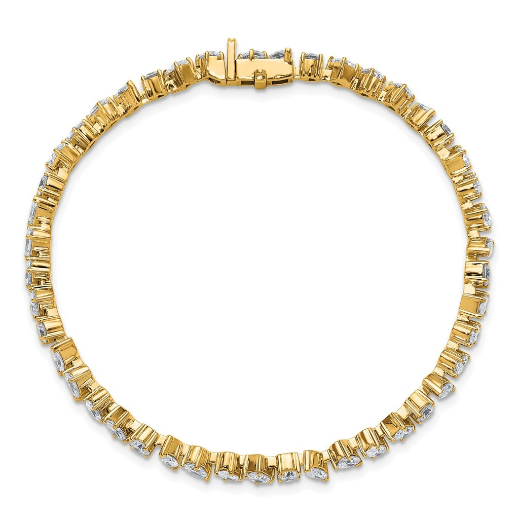 14k Yellow Gold 5 1/3 carat Lab Grown Diamond VS/SI+ G+ Complete Multiple Shape Fashion Tennis Bracelet